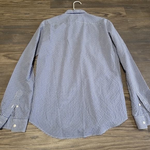 Fischer Men's Blue Checkered Shirt Size M Gingham Check Long Sleeve - Picture 3 of 6